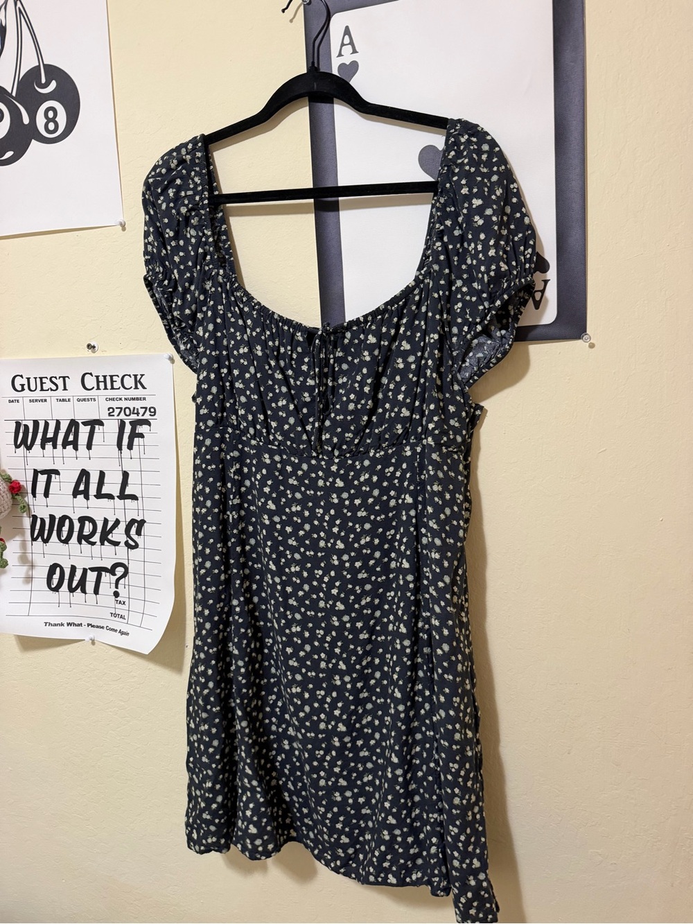 American Eagle Outfitters Navy Floral Square-Neck Dress